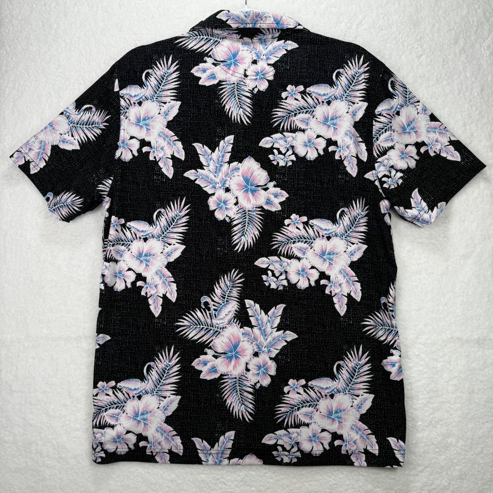 Chubbies Mens Performance Polo Shirt Small Charcoal Floral Flamingo Tropical S - Picture 10 of 11